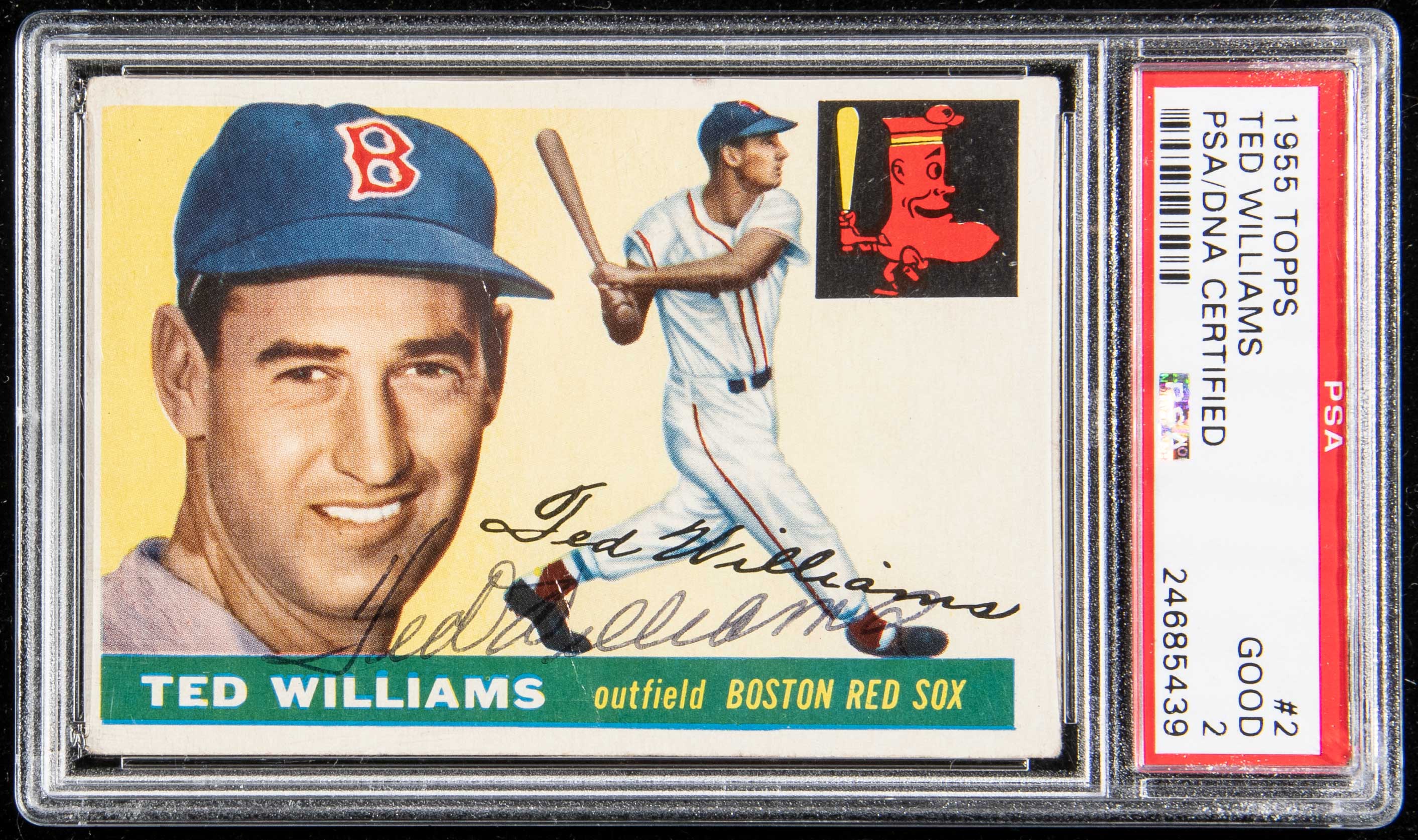 Ted Williams Autographed 1955 Topps Card #2 Boston Red Sox PSA/DNA