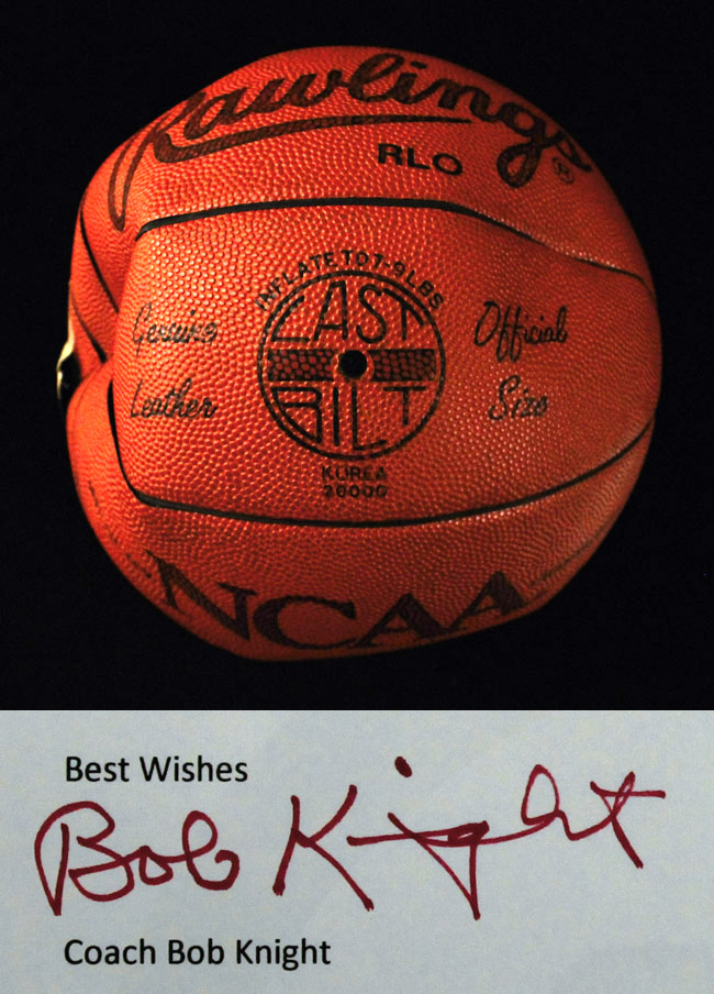 bob knight autographed basketball
